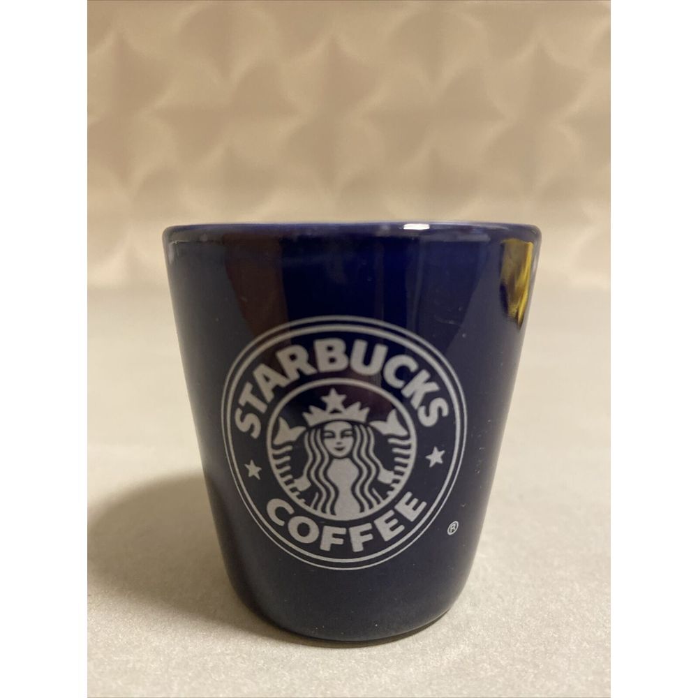 vintage Starbucks Coffee Espresso Shot Glass Blue Ceramic